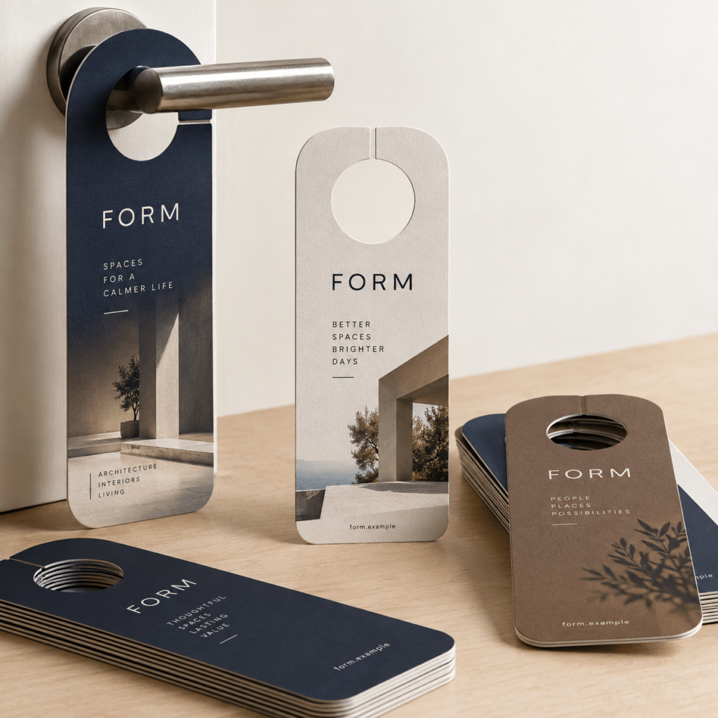 KAPI ASKI BROŞÜRLERİ üzerinde temsili FORM logosuyla baskı örneği